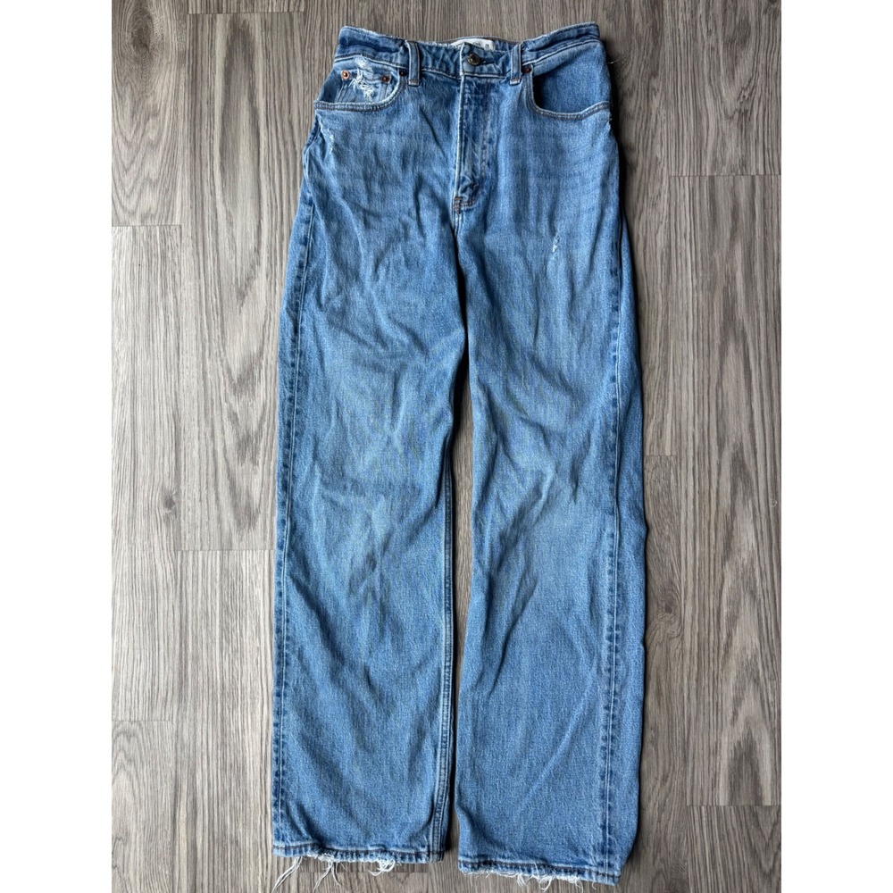 Abercrombie & Fitch Curve Love 90s Relaxed High Rise Jeans 26 Short Distressed